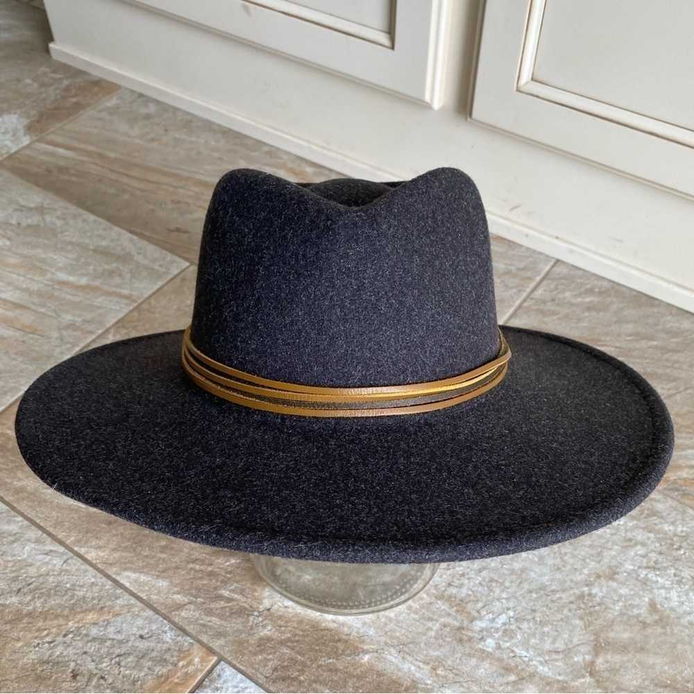 CHARCOAL BROWN FELT FEDORA RANGER HAT